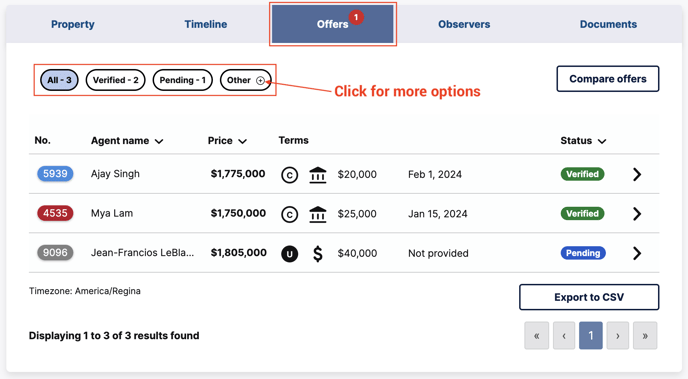 ManageOffer-Offer Tab Filter